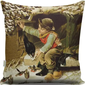 Perna decorativa, A13056, 43x43 cm, 50% Bumbac / 50% Poliester, Multicolor imagine