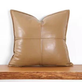 Perna decorativa, Dobsett, 50x50 cm, Piele ecologica, Camel imagine