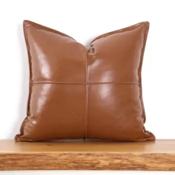 Perna decorativa, Dobsett, 50x50 cm, Piele ecologica, Camel imagine