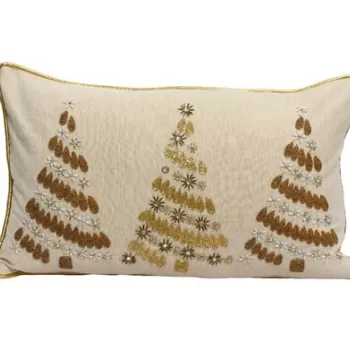 Perna decorativa Gold Trees, Decoris, 10x50x30 cm, bumbac/in imagine