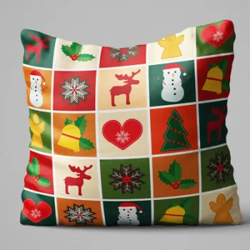 Perna decorativa, KRLNTXMAS-2, 43x43 cm, 50% Bumbac / 50% Poliester, Multicolor imagine