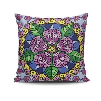 Perna decorativa, MANDALA-15, 43x43 cm, 50% Bumbac / 50% Poliester, Multicolor imagine