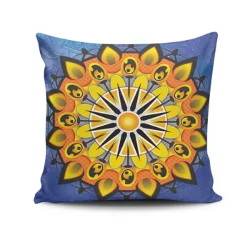 Perna decorativa, MANDALA-18, 43x43 cm, 50% Bumbac / 50% Poliester, Multicolor imagine