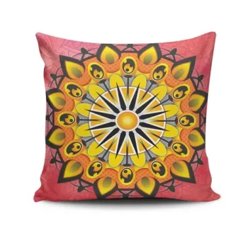 Perna decorativa, MANDALA-19, 43x43 cm, 50% Bumbac / 50% Poliester, Multicolor imagine