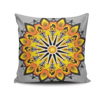 Perna decorativa, MANDALA-22, 43x43 cm, 50% Bumbac / 50% Poliester, Multicolor imagine