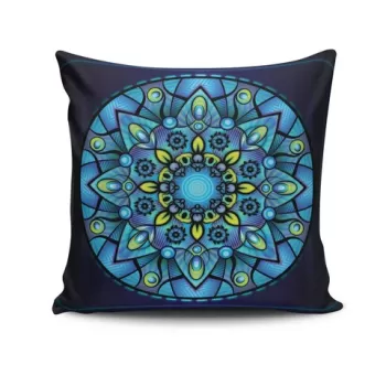 Perna decorativa, MANDALA-23, 43x43 cm, 50% Bumbac / 50% Poliester, Multicolor imagine