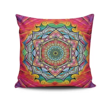 Perna decorativa, MANDALA-37, 43x43 cm, 50% Bumbac / 50% Poliester, Multicolor imagine