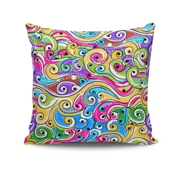 Perna decorativa, NKRLNT-008, 43x43 cm, 50% Bumbac / 50% Poliester, Multicolor imagine