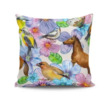 Perna decorativa, NKRLNT-027, 43x43 cm, 50% Bumbac / 50% Poliester, Multicolor imagine
