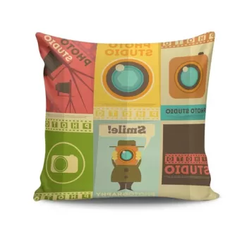 Perna decorativa, NKRLNT-046, 43x43 cm, 50% Bumbac / 50% Poliester, Multicolor imagine