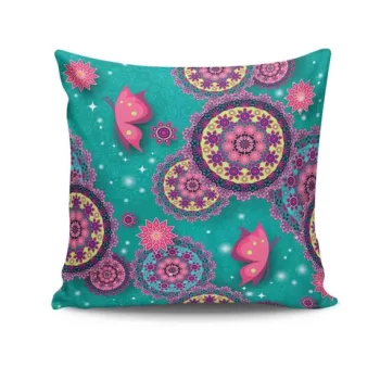 Perna decorativa, NKRLNT-047, 43x43 cm, 50% Bumbac / 50% Poliester, Multicolor imagine