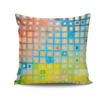 Perna decorativa, NKRLNT-050, 43x43 cm, 50% Bumbac / 50% Poliester, Multicolor imagine
