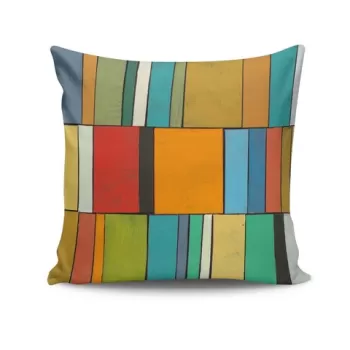 Perna decorativa, NKRLNT-064, 43x43 cm, 50% Bumbac / 50% Poliester, Multicolor imagine