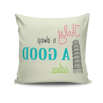 Perna decorativa, NKRLNT-065, 43x43 cm, 50% Bumbac / 50% Poliester, Multicolor imagine