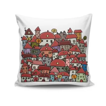 Perna decorativa, NKRLNT-071, 43x43 cm, 50% Bumbac / 50% Poliester, Multicolor imagine