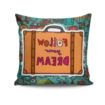 Perna decorativa, NKRLNT-082, 43x43 cm, 50% Bumbac / 50% Poliester, Multicolor imagine