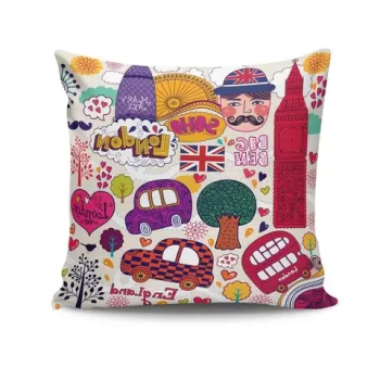 Perna decorativa, NKRLNT-115, 43x43 cm, 50% Bumbac / 50% Poliester, Multicolor imagine