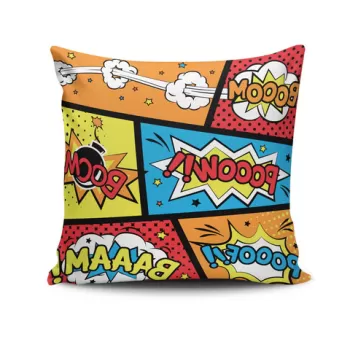Perna decorativa, NKRLNT-133, 43x43 cm, 50% Bumbac / 50% Poliester, Multicolor imagine