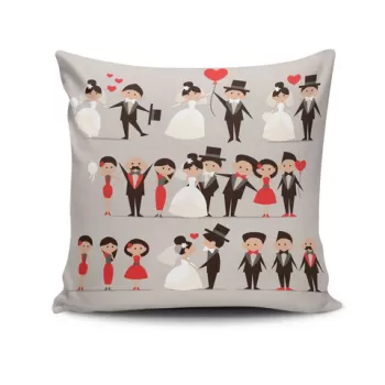 Perna decorativa, NKRLNT-171, 43x43 cm, 50% Bumbac / 50% Poliester, Multicolor imagine