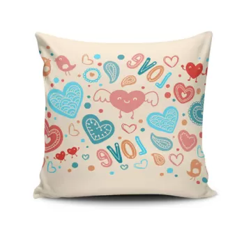 Perna decorativa, NKRLNT-182, 43x43 cm, 50% Bumbac / 50% Poliester, Multicolor imagine