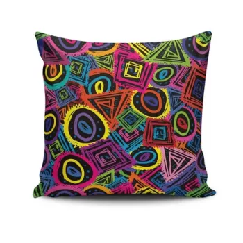 Perna decorativa, NKRLNT-215, 43x43 cm, 50% Bumbac / 50% Poliester, Multicolor imagine