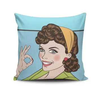 Perna decorativa, NKRLNT-309, 43x43 cm, 50% Bumbac / 50% Poliester, Multicolor imagine