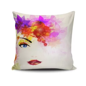 Perna decorativa, NKRLNT-329, 43x43 cm, 50% Bumbac / 50% Poliester, Multicolor imagine