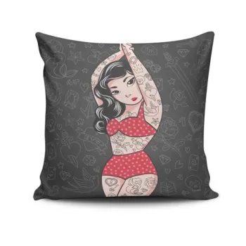 Perna decorativa, NKRLNT-331, 43x43 cm, 50% Bumbac / 50% Poliester, Multicolor imagine