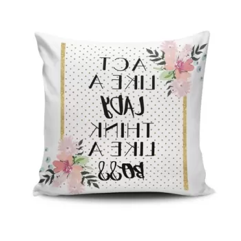 Perna decorativa, NKRLNT-380, 43x43 cm, 50% Bumbac / 50% Poliester, Multicolor imagine