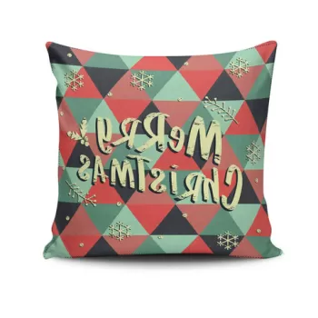 Perna decorativa, NOELKRLNT-26, 43x43 cm, 50% Bumbac / 50% Poliester, Multicolor imagine