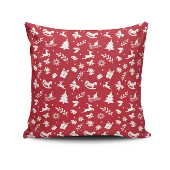 Perna decorativa, NOELKRLNT-29, 43x43 cm, 50% Bumbac / 50% Poliester, Multicolor imagine