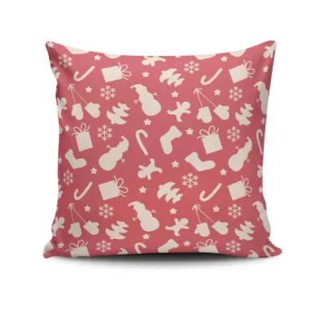 Perna decorativa, NOELKRLNT-37, 43x43 cm, 50% Bumbac / 50% Poliester, Multicolor imagine