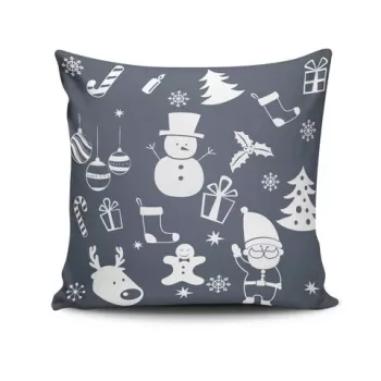 Perna decorativa, NOELKRLNT-38, 43x43 cm, 50% Bumbac / 50% Poliester, Multicolor imagine