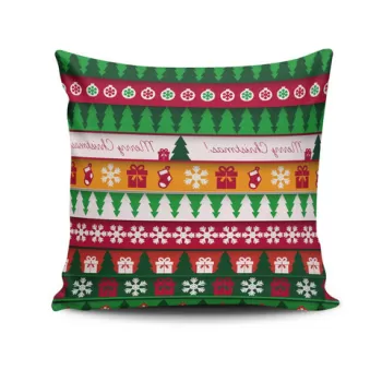 Perna decorativa, NOELKRLNT-7, 43x43 cm, 50% Bumbac / 50% Poliester, Multicolor imagine