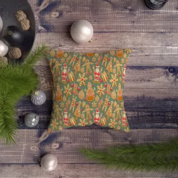 Perna decorativa, NYXMAS029, 43x43 cm, 50% Bumbac / 50% Poliester, Multicolor imagine