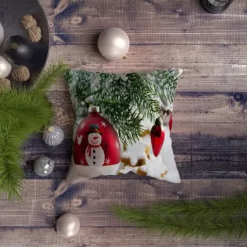 Perna decorativa, NYXMAS032, 43x43 cm, 50% Bumbac / 50% Poliester, Multicolor imagine