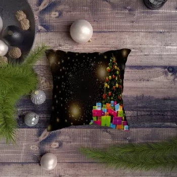 Perna decorativa, NYXMAS034, 43x43 cm, 50% Bumbac / 50% Poliester, Multicolor imagine