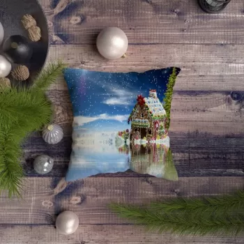 Perna decorativa, NYXMAS035, 43x43 cm, 50% Bumbac / 50% Poliester, Multicolor imagine