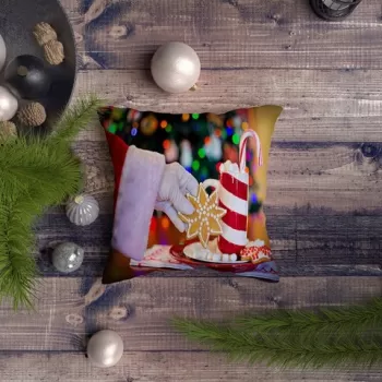 Perna decorativa, NYXMAS048, 43x43 cm, 50% Bumbac / 50% Poliester, Multicolor imagine