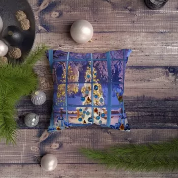 Perna decorativa, NYXMAS050, 43x43 cm, 50% Bumbac / 50% Poliester, Multicolor imagine