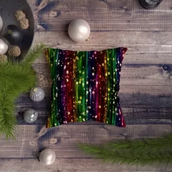 Perna decorativa, NYXMAS055, 43x43 cm, 50% Bumbac / 50% Poliester, Multicolor imagine