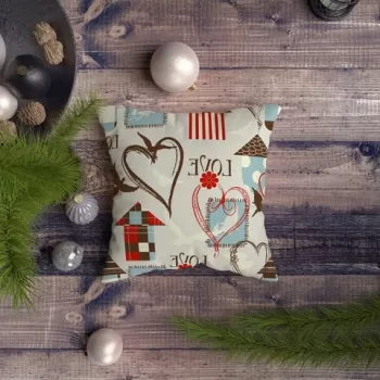 Perna decorativa, NYXMAS058, 43x43 cm, 50% Bumbac / 50% Poliester, Multicolor imagine
