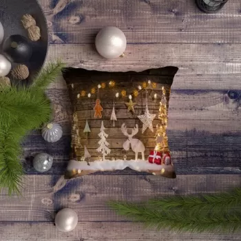 Perna decorativa, NYXMAS059, 43x43 cm, 50% Bumbac / 50% Poliester, Multicolor imagine