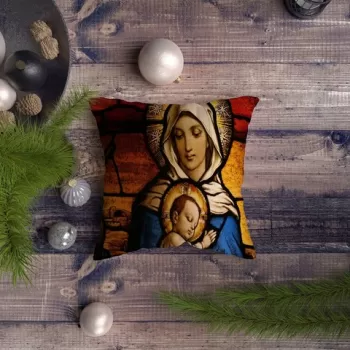 Perna decorativa, NYXMAS060, 43x43 cm, 50% Bumbac / 50% Poliester, Multicolor imagine