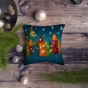 Perna decorativa, NYXMAS061, 43x43 cm, 50% Bumbac / 50% Poliester, Multicolor imagine