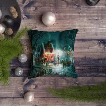 Perna decorativa, NYXMAS064, 43x43 cm, 50% Bumbac / 50% Poliester, Multicolor imagine