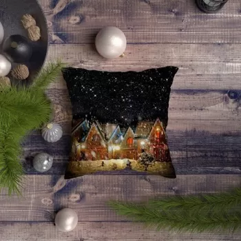 Perna decorativa, NYXMAS065, 43x43 cm, 50% Bumbac / 50% Poliester, Multicolor imagine
