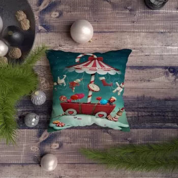 Perna decorativa, NYXMAS066, 43x43 cm, 50% Bumbac / 50% Poliester, Multicolor imagine