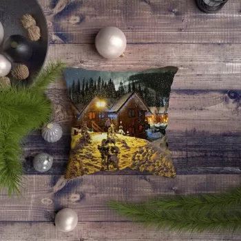 Perna decorativa, NYXMAS070, 43x43 cm, 50% Bumbac / 50% Poliester, Multicolor imagine