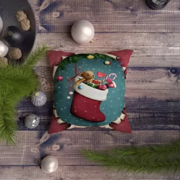 Perna decorativa, NYXMAS072, 43x43 cm, 50% Bumbac / 50% Poliester, Multicolor imagine